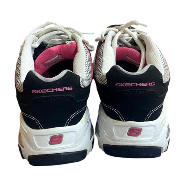 Skechers D' Lites Women's Running Sneakers US 7.5 Black Pink Leather Lace Up - Picture 6 of 9
